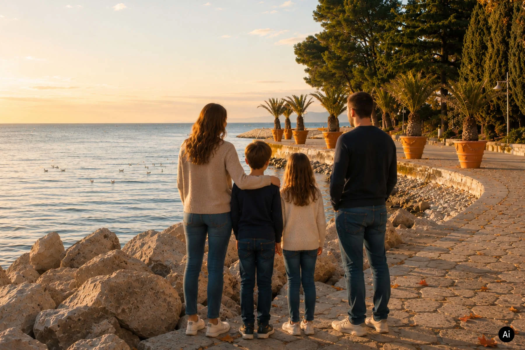 Družina med jesenskim oddihom ob morju v Salinera Resortu Strunjan
