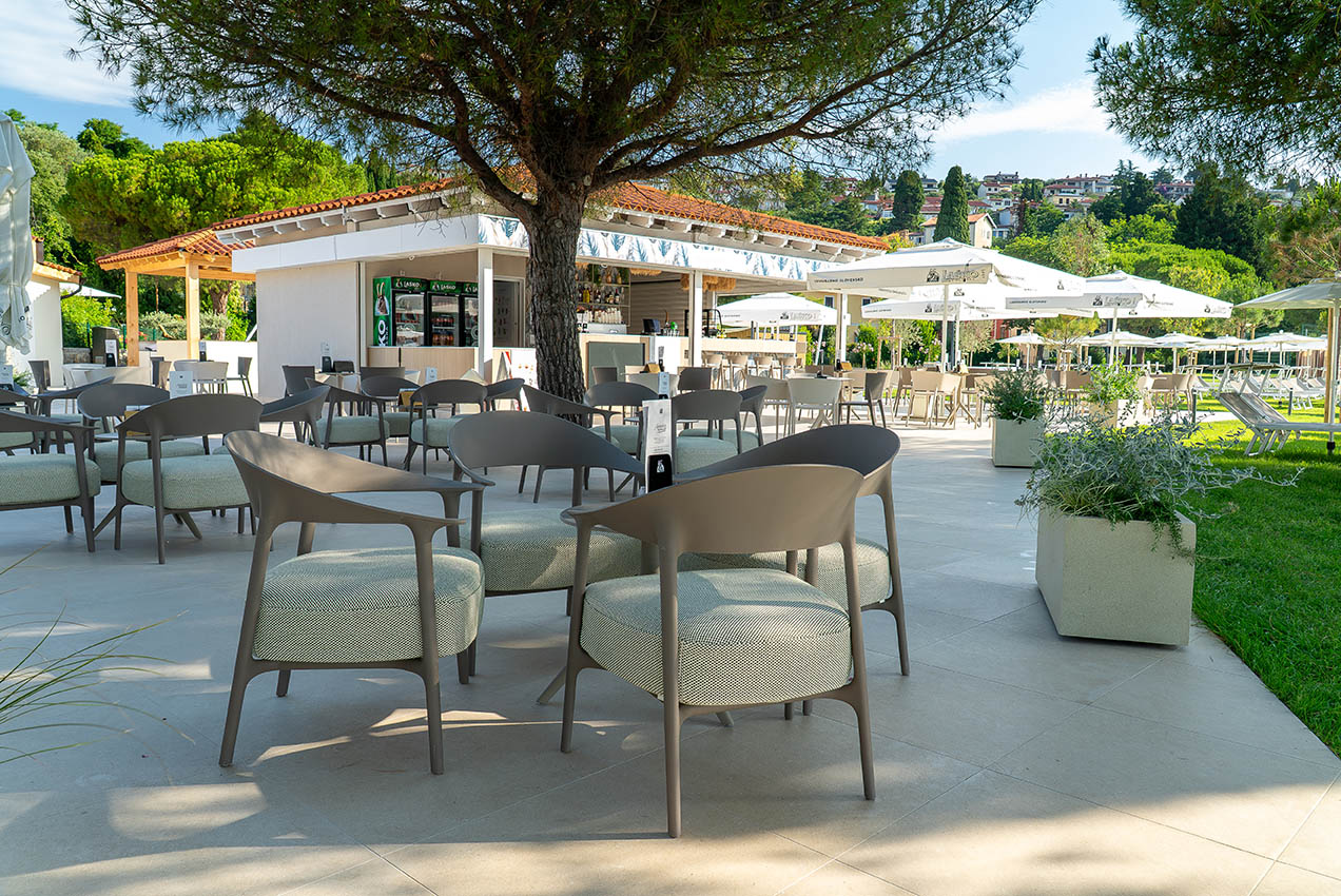 Terrace of the Beach Bar at Istriana Beach in Portorož.